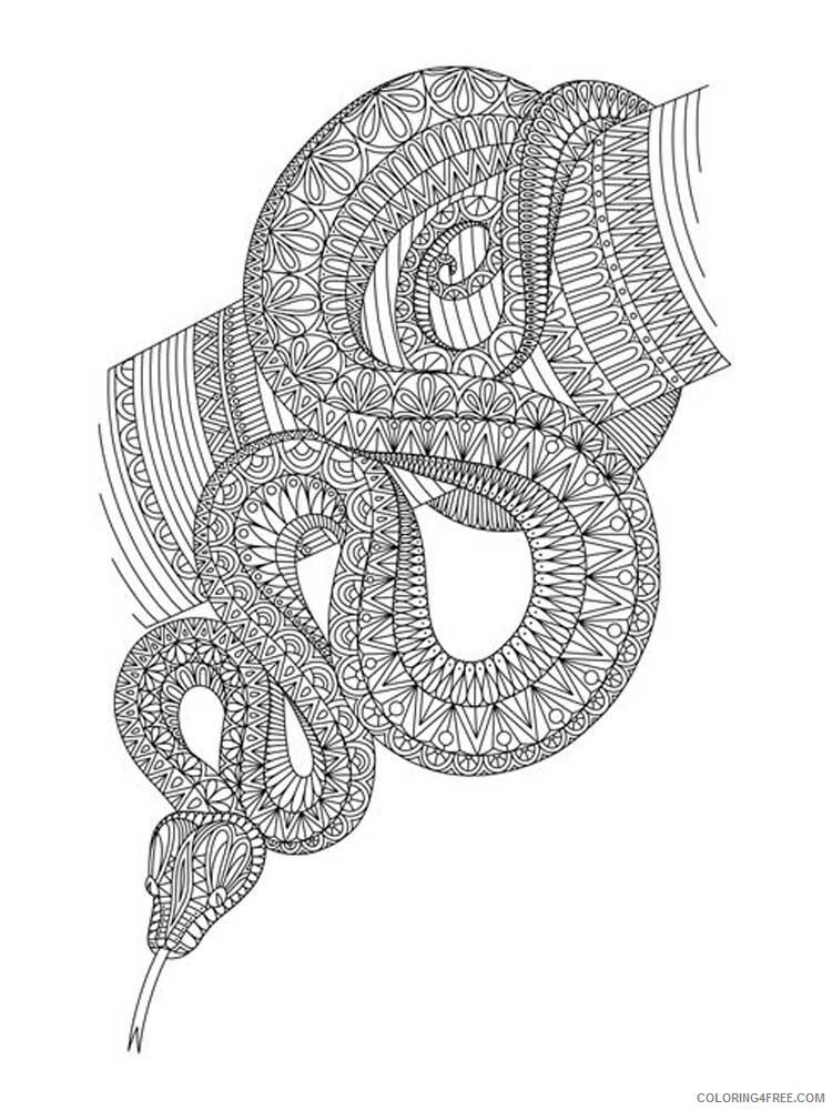 Animal Zentangle Coloring Pages zentangle snake 5 Printable 2020 574 Coloring4free