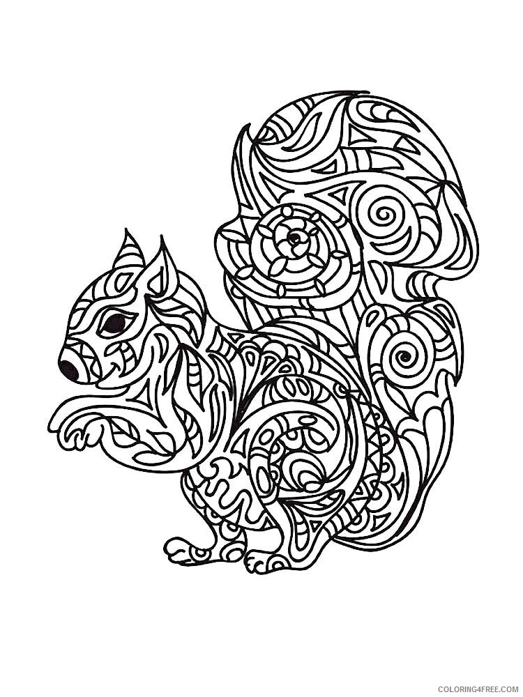 Animal Zentangle Coloring Pages zentangle squirrel 1 Printable 2020 587 Coloring4free