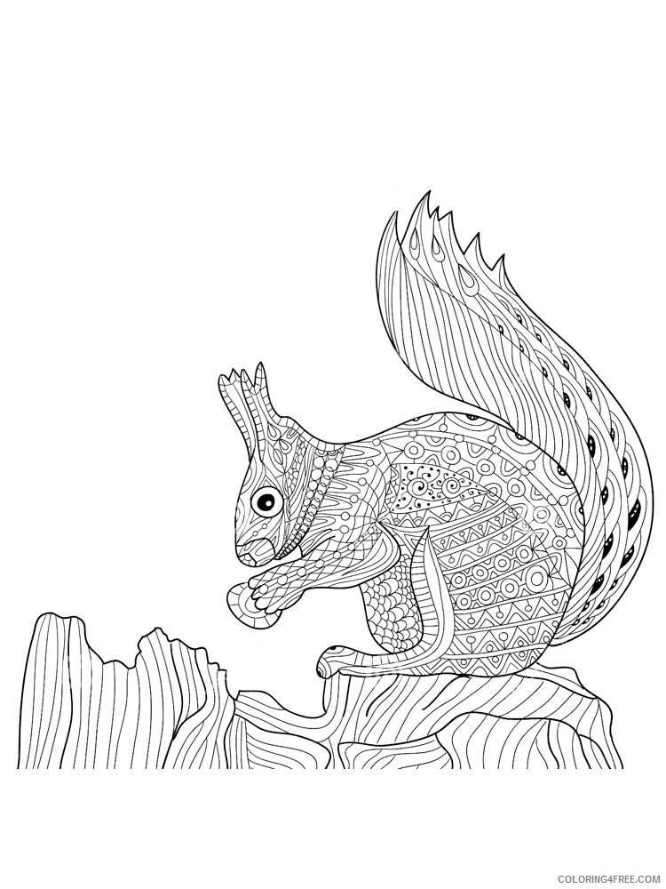 Animal Zentangle Coloring Pages zentangle squirrel 13 Printable 2020 590 Coloring4free