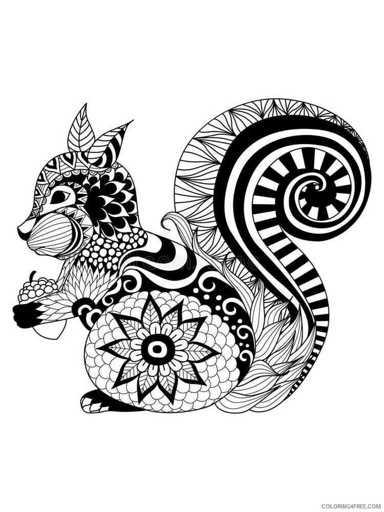 Animal Zentangle Coloring Pages zentangle squirrel 14 Printable 2020 591 Coloring4free