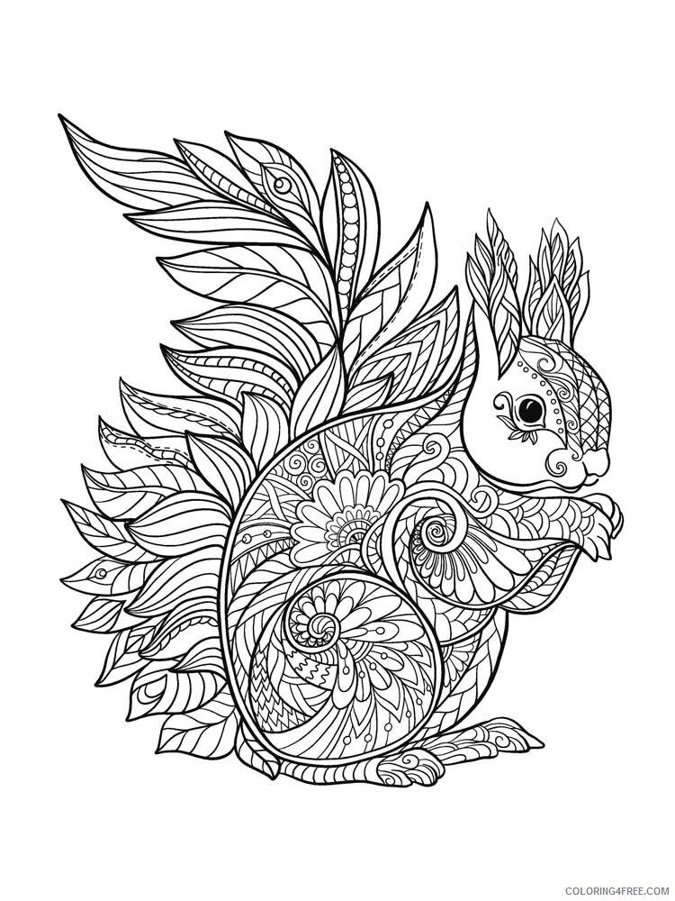 Animal Zentangle Coloring Pages zentangle squirrel 2 Printable 2020 592 Coloring4free