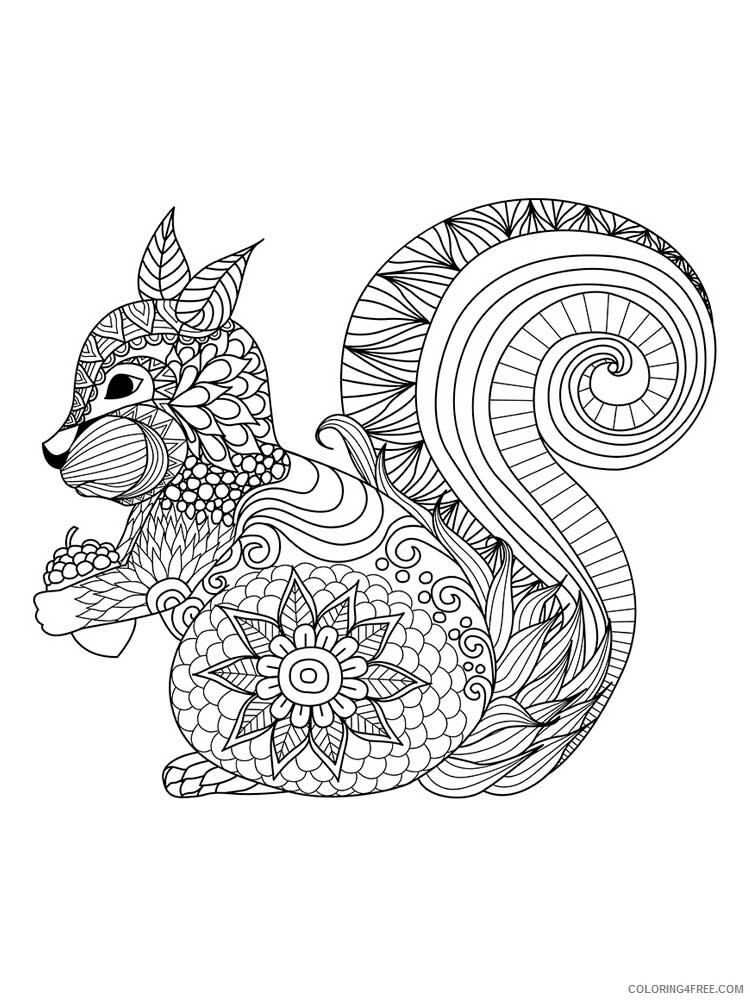Animal Zentangle Coloring Pages zentangle squirrel 3 Printable 2020 593 Coloring4free