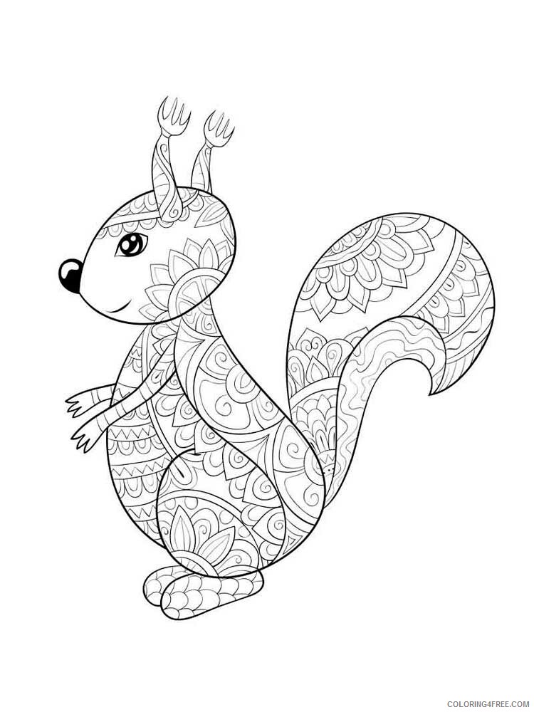 Animal Zentangle Coloring Pages zentangle squirrel 5 Printable 2020 595 Coloring4free