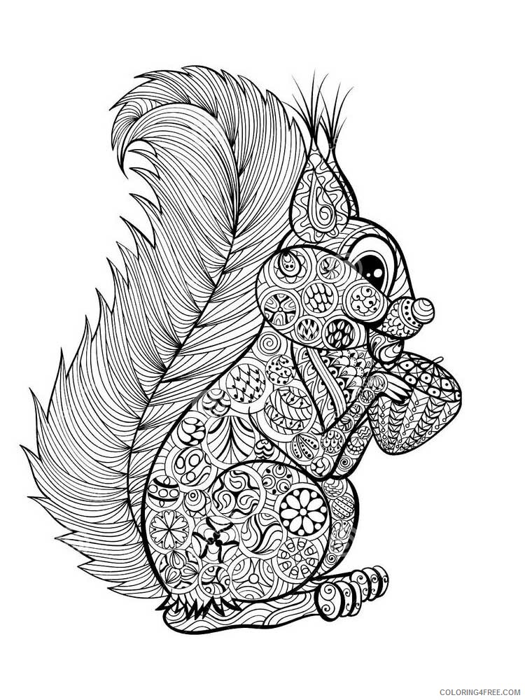 Animal Zentangle Coloring Pages zentangle squirrel 7 Printable 2020 597 Coloring4free