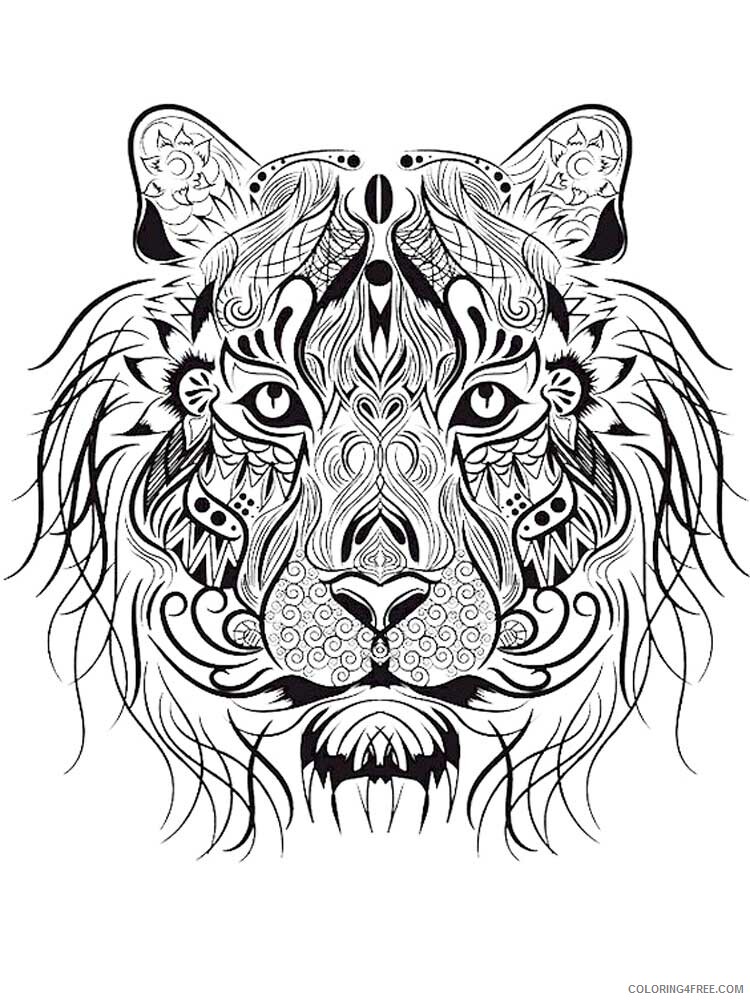 Animal Zentangle Coloring Pages zentangle tiger 1 Printable 2020 600 Coloring4free