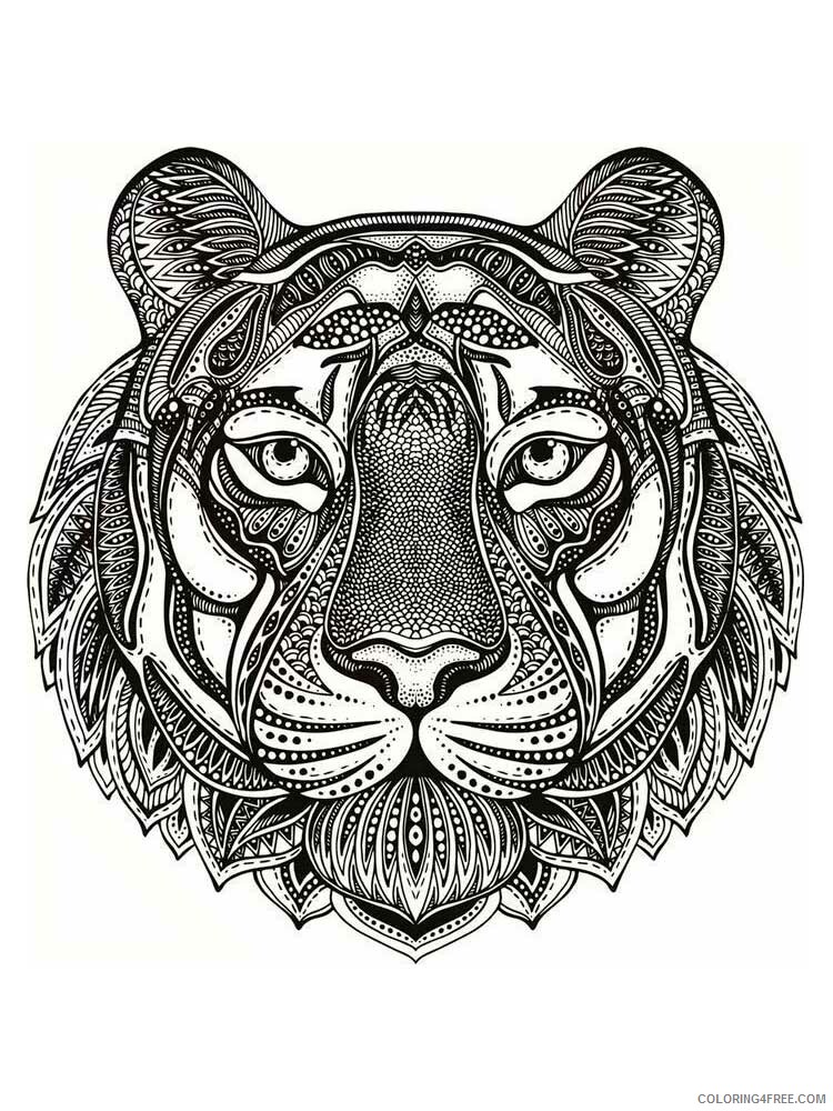 Animal Zentangle Coloring Pages zentangle tiger 2 Printable 2020 601 Coloring4free