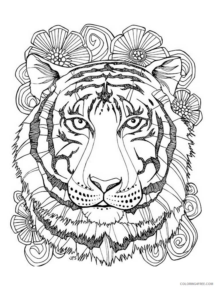 Animal Zentangle Coloring Pages zentangle tiger 3 Printable 2020 602 Coloring4free