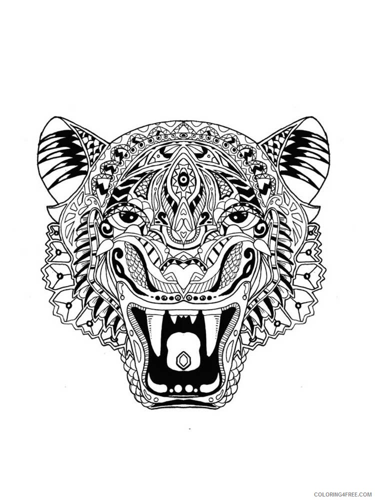 Animal Zentangle Coloring Pages zentangle tiger 4 Printable 2020 603 Coloring4free