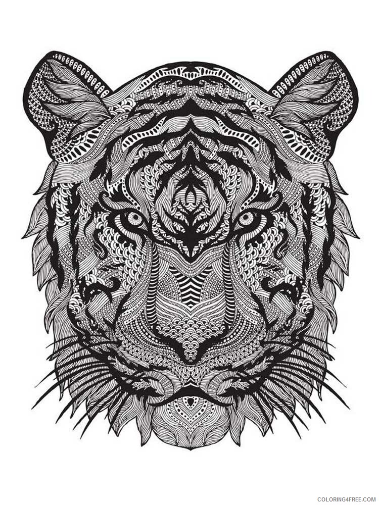 Animal Zentangle Coloring Pages zentangle tiger 5 Printable 2020 604 Coloring4free