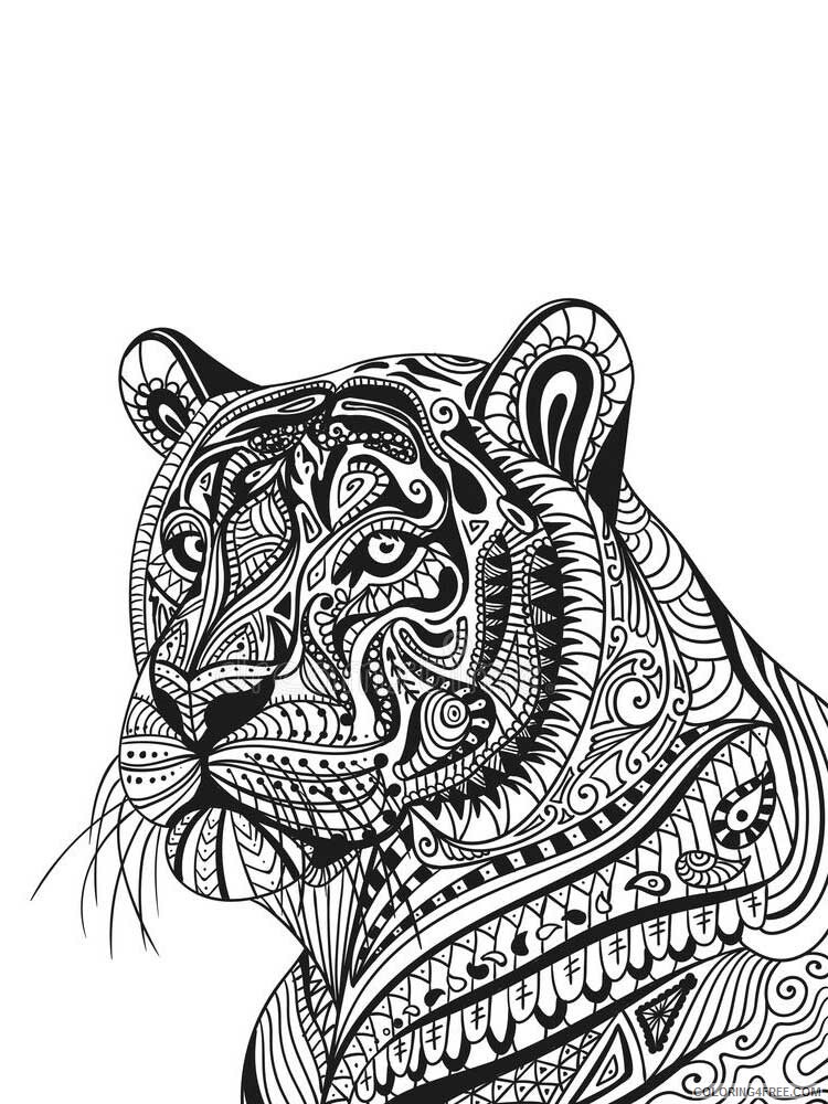 Animal Zentangle Coloring Pages zentangle tiger 7 Printable 2020 606 Coloring4free