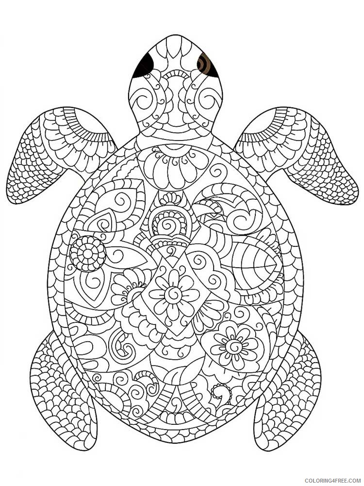 Animal Zentangle Coloring Pages zentangle turtle 12 Printable 2020 609 Coloring4free