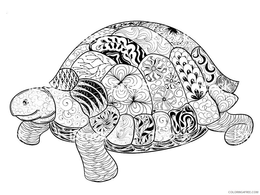 Animal Zentangle Coloring Pages zentangle turtle 3 Printable 2020 612 Coloring4free