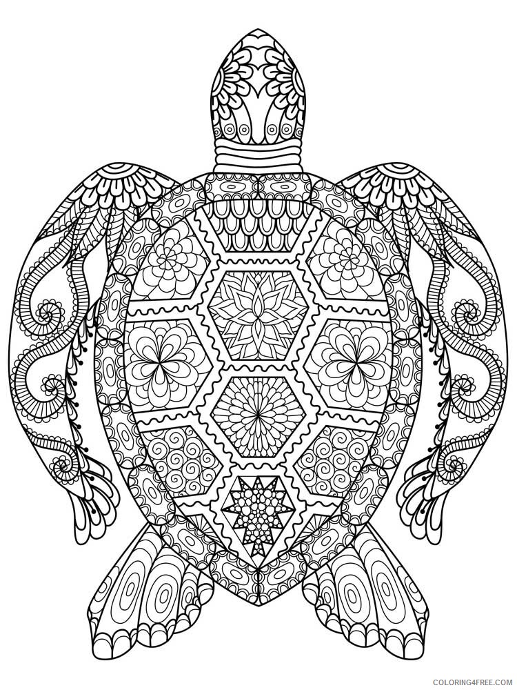 Animal Zentangle Coloring Pages zentangle turtle 4 Printable 2020 613 Coloring4free