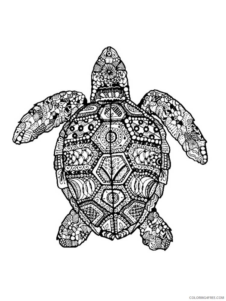 Animal Zentangle Coloring Pages zentangle turtle 5 Printable 2020 614 Coloring4free