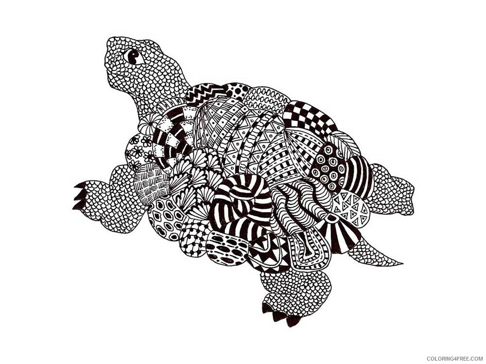 Animal Zentangle Coloring Pages zentangle turtle 6 Printable 2020 615 Coloring4free