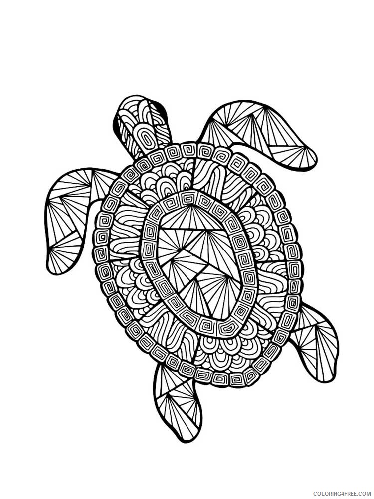 Animal Zentangle Coloring Pages zentangle turtle 8 Printable 2020 617 Coloring4free