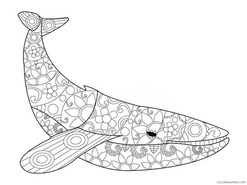 Animal Zentangle Coloring Pages zentangle whale 2 Printable 2020 622 Coloring4free