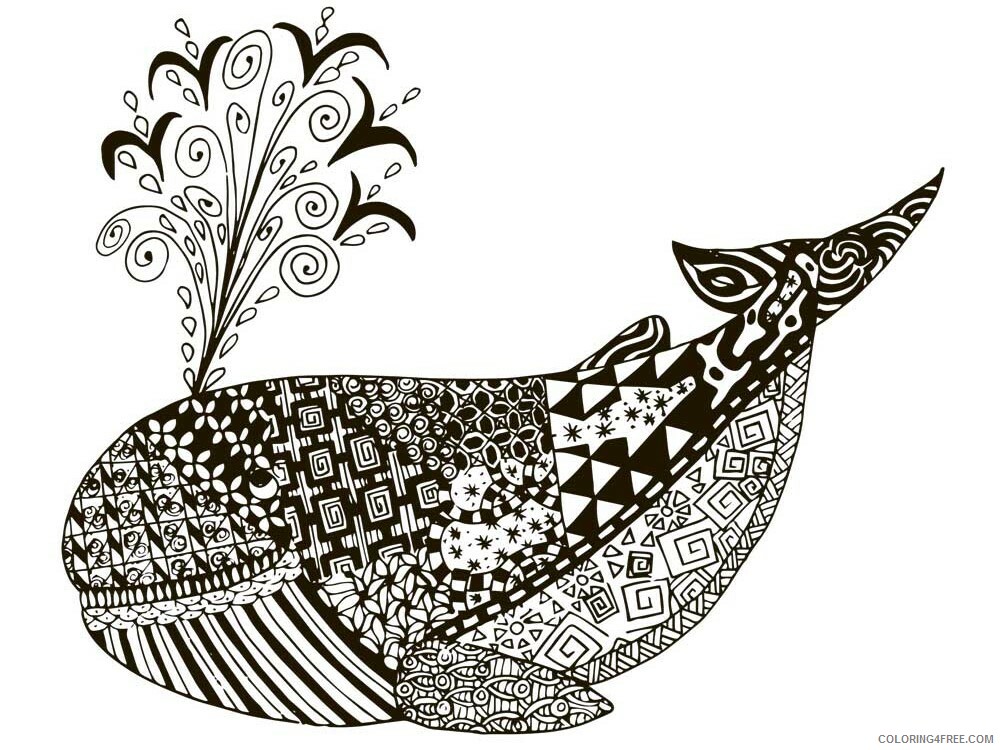 Animal Zentangle Coloring Pages zentangle whale 3 Printable 2020 623 Coloring4free