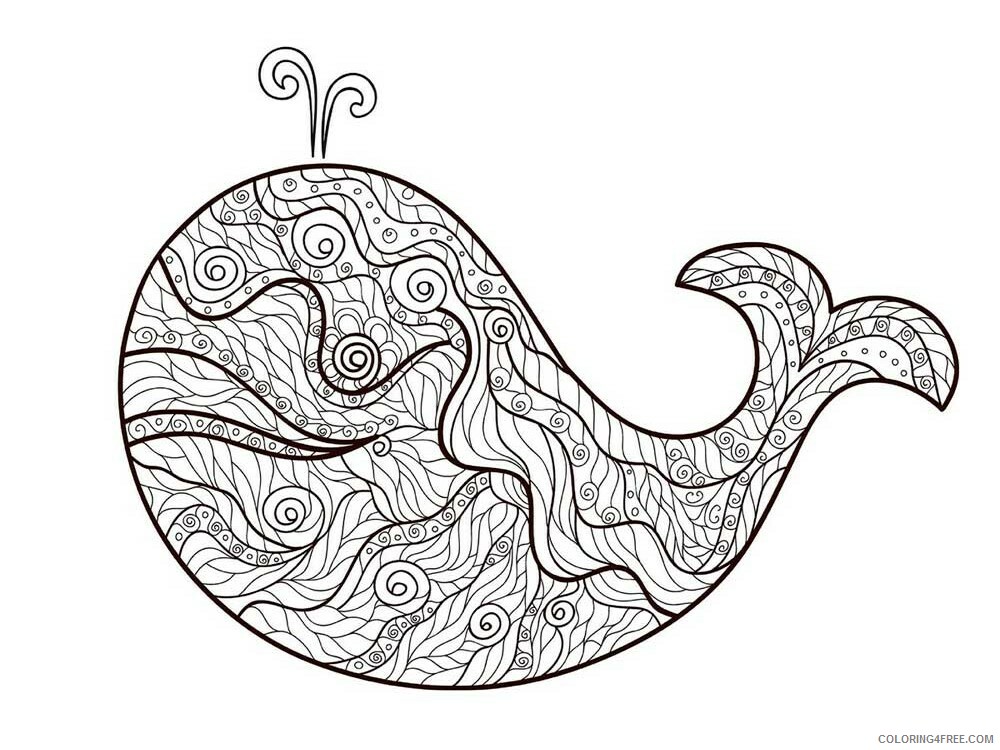 Animal Zentangle Coloring Pages zentangle whale 8 Printable 2020 626 Coloring4free
