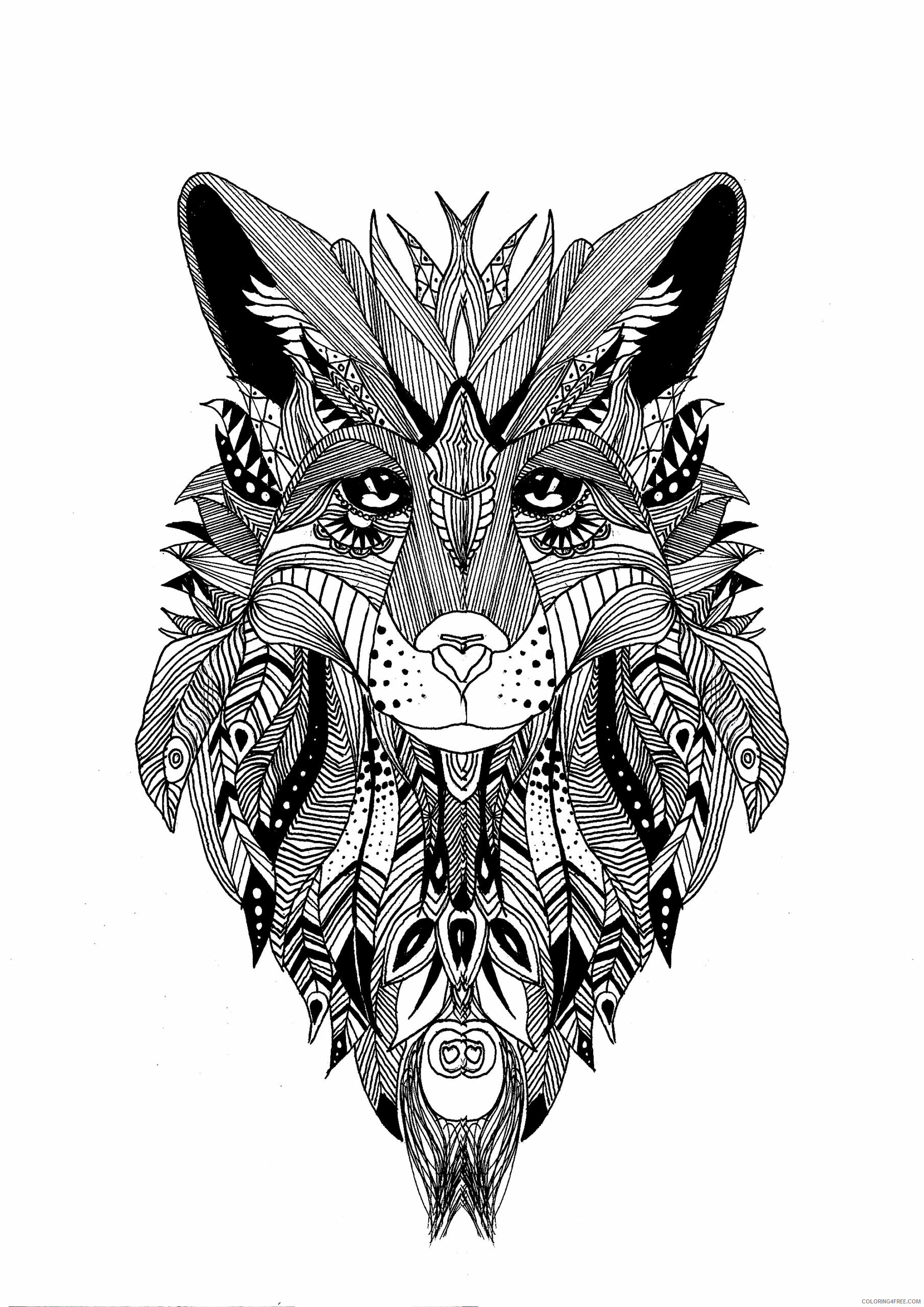 Animal Zentangle Coloring Pages zentangle wolf krissy Printable 2020 157 Coloring4free