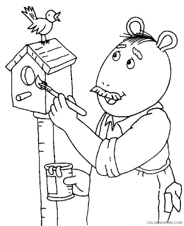 Arthur Coloring Pages TV Film Grandpa Dave Paint Bird House in Arthur Printable 2020 00242 Coloring4free