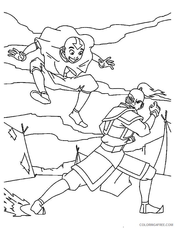 Avatar the Last Airbender Coloring Pages TV Film Aang Fight with Zuko Printable 2020 00342 Coloring4free
