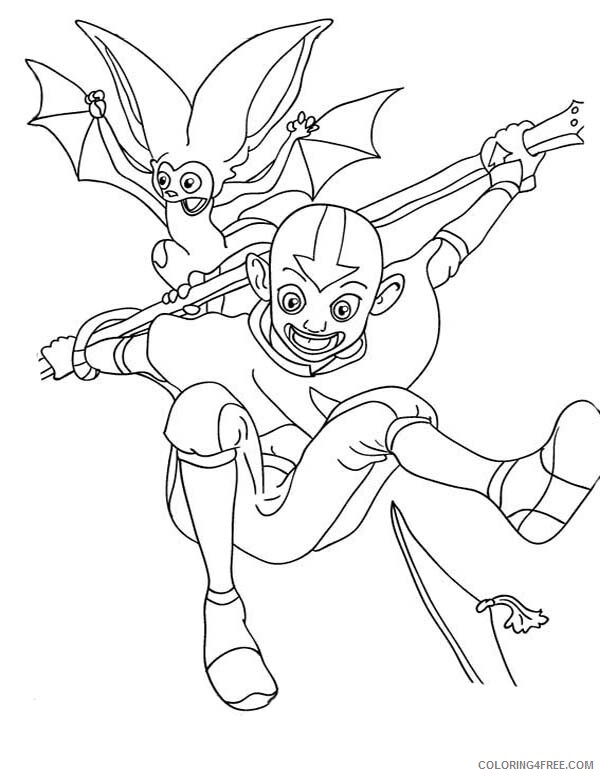 Avatar the Last Airbender Coloring Pages TV Film Aang Jump High with Momo 2020 00347 Coloring4free