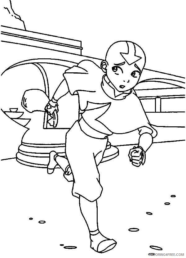 Avatar the Last Airbender Coloring Pages TV Film Aang Runs Avoiding Trouble 2020 00350 Coloring4free