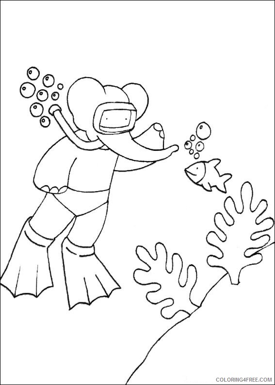 Babar Coloring Pages TV Film babar diving Printable 2020 00380 Coloring4free