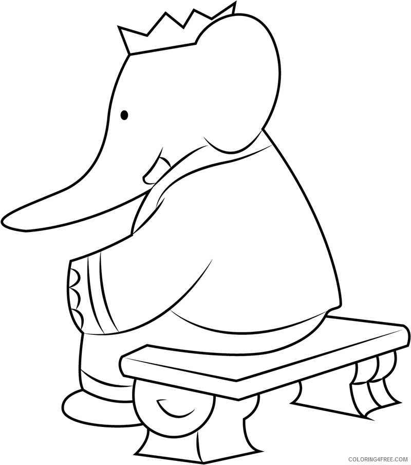 Babar Coloring Pages TV Film babar sitting Printable 2020 00353 Coloring4free