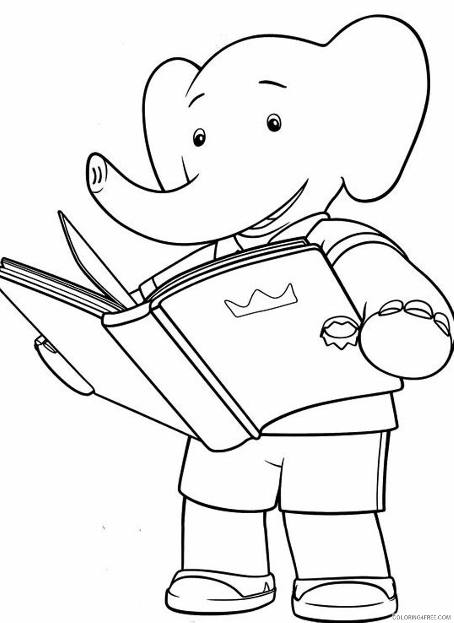 Babar Coloring Pages TV Film little_babar_was_reading_a_book Printable 2020 00356 Coloring4free