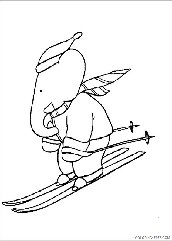 Babar Coloring Pages TV Film ski by babar Printable 2020 00386 Coloring4free