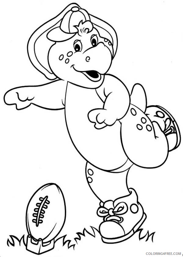 Barney and Friends Coloring Pages TV Film BJ Playing Football Printable 2020 00687 Coloring4free