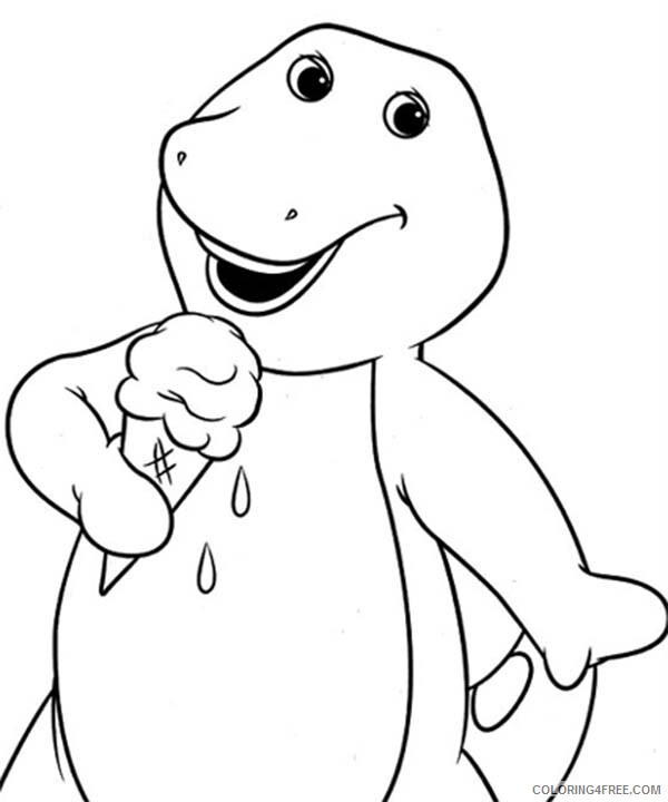 Barney and Friends Coloring Pages TV Film Barney Eat Ice Cream Printable 2020 00678 Coloring4free