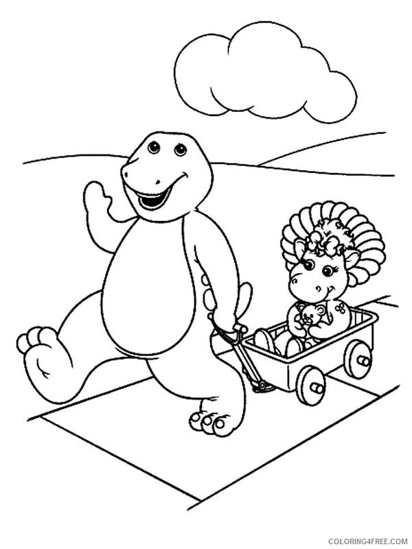 Barney and Friends Coloring Pages TV Film Barney and Baby Bop Playing Cart 2020 00633 Coloring4free
