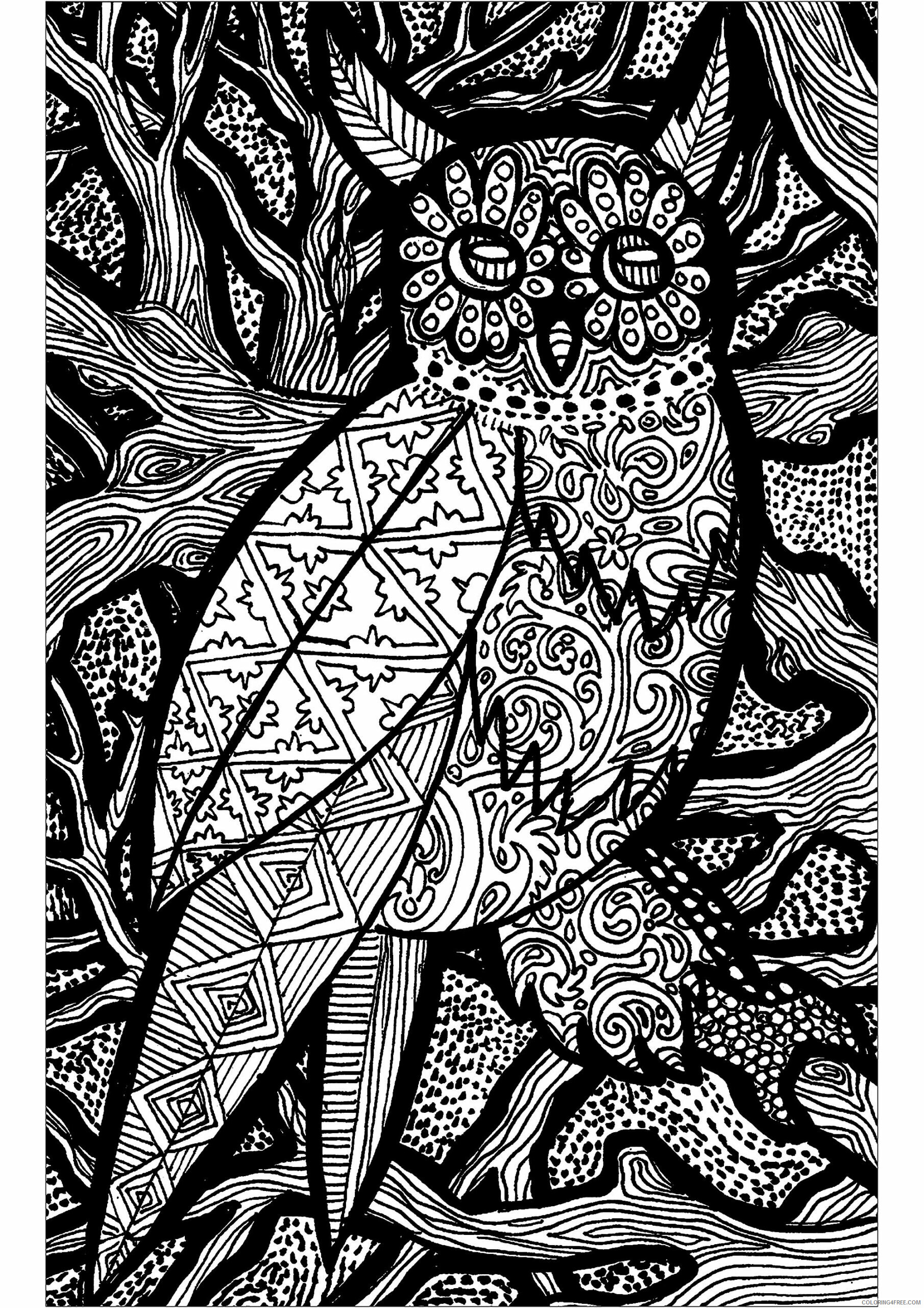 Bird Zentangle Coloring Pages Lines of the Owl HGCreations Printable 2020 637 Coloring4free
