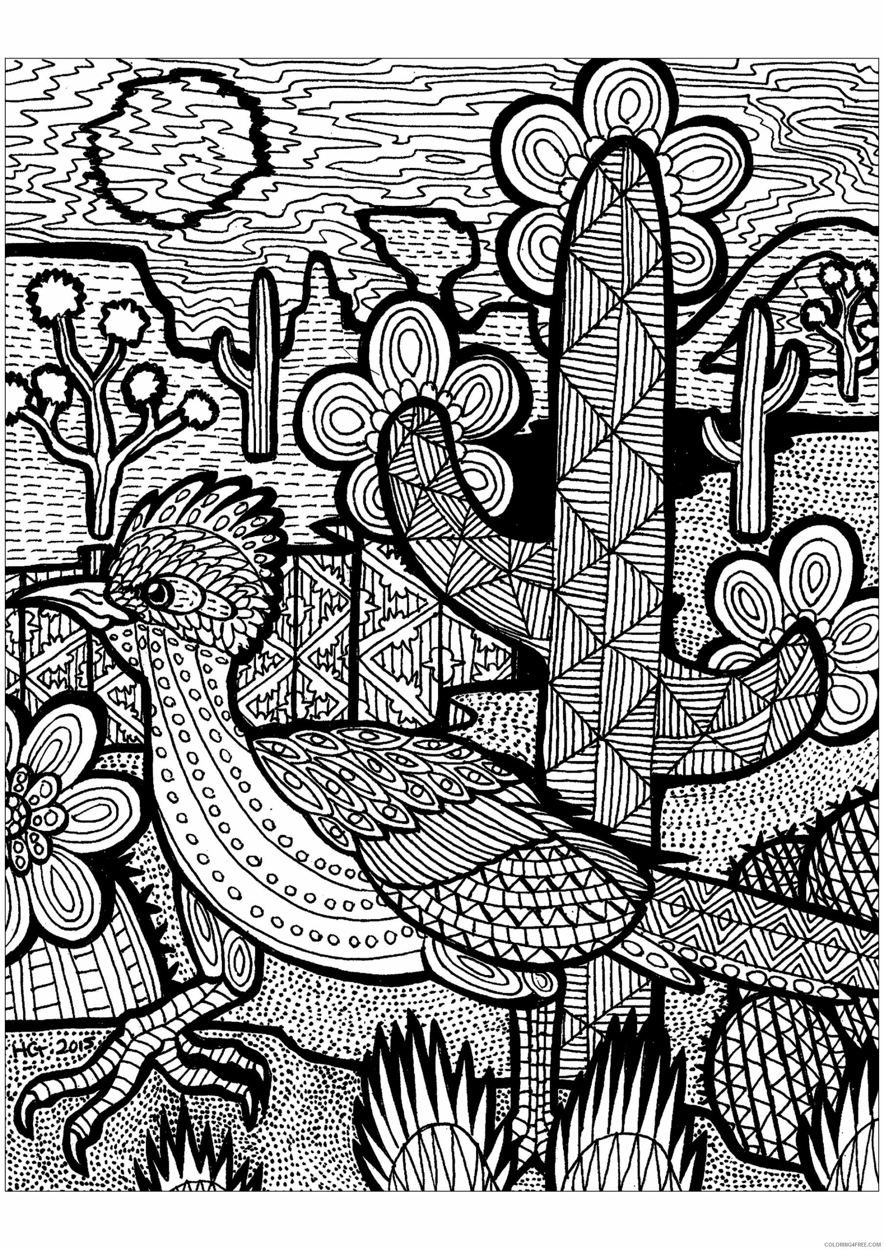 Bird Zentangle Coloring Pages Patterns of the Desert HGCreativeArts Printable 2020 643 Coloring4free