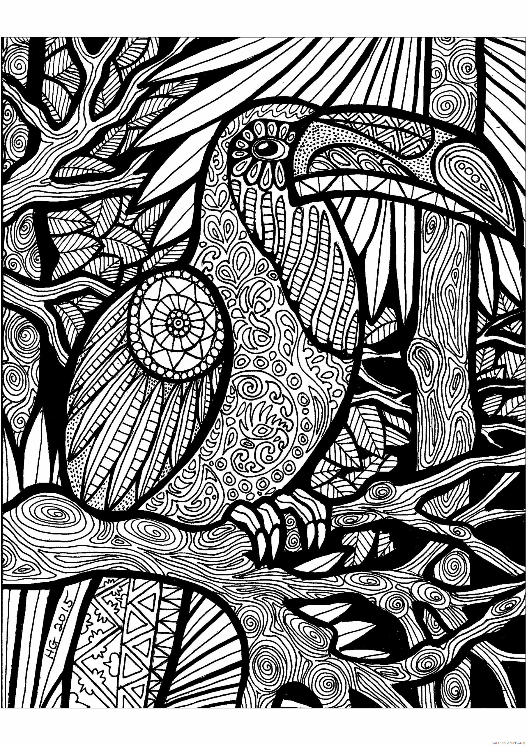 Bird Zentangle Coloring Pages lines of the toucan HGCreations Printable 2020 639 Coloring4free