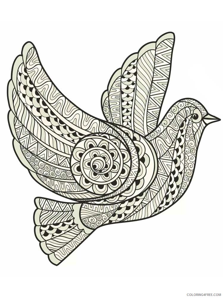 Bird Zentangle Coloring Pages zentangle dove 8 Printable 2020 682 Coloring4free