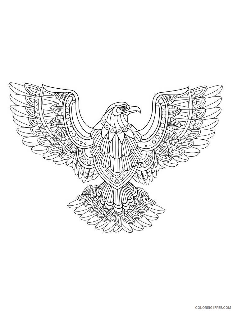 Bird Zentangle Coloring Pages zentangle eagle 2 Printable 2020 686 Coloring4free
