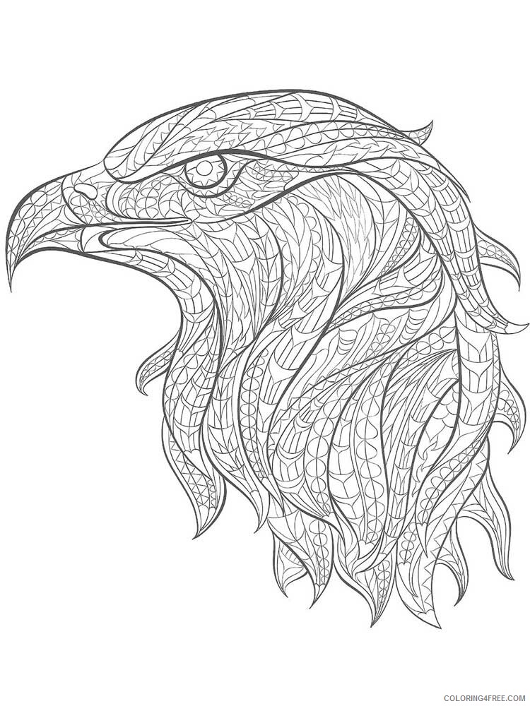 Bird Zentangle Coloring Pages zentangle eagle 4 Printable 2020 688 Coloring4free