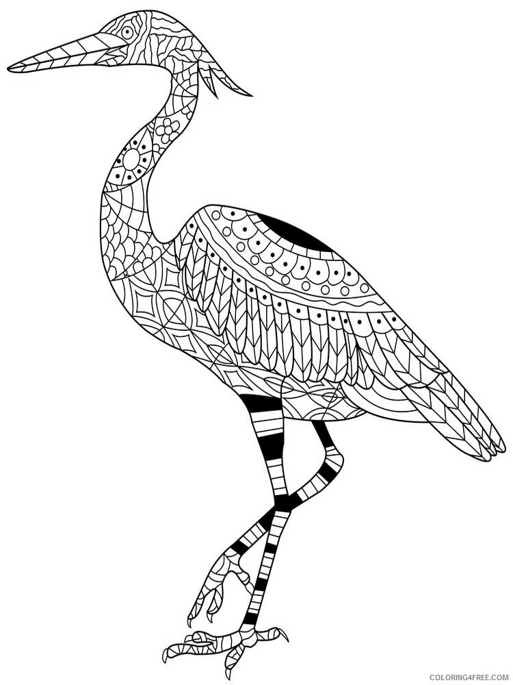 Bird Zentangle Coloring Pages zentangle heron 1 Printable 2020 704 Coloring4free