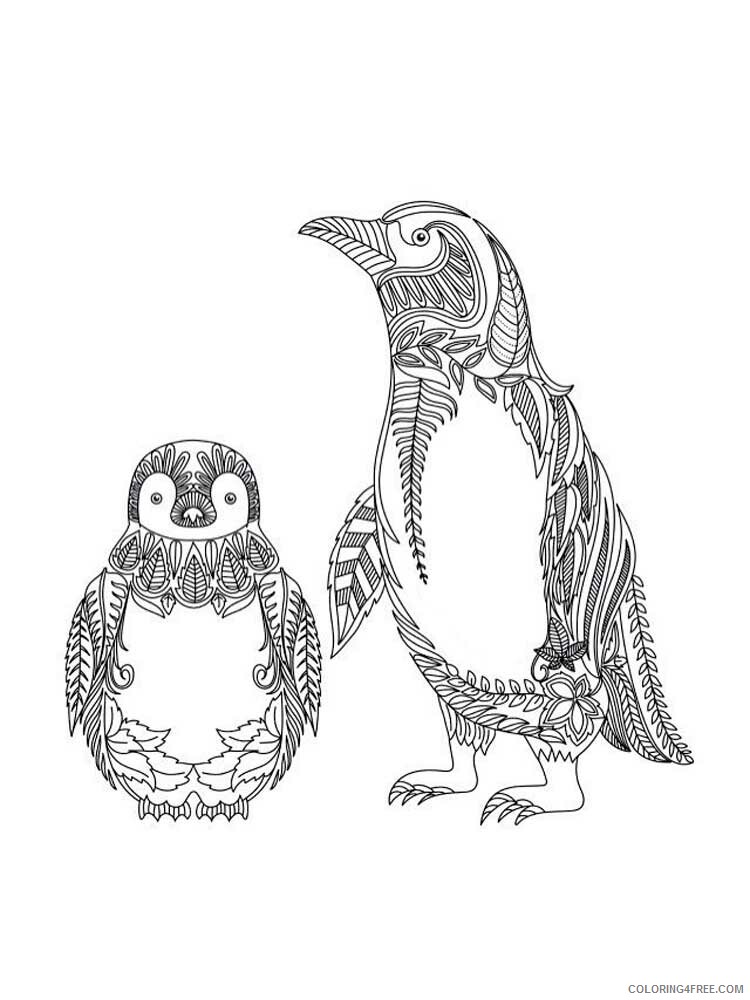 Bird Zentangle Coloring Pages zentangle penguin 2 Printable 2020 740 Coloring4free