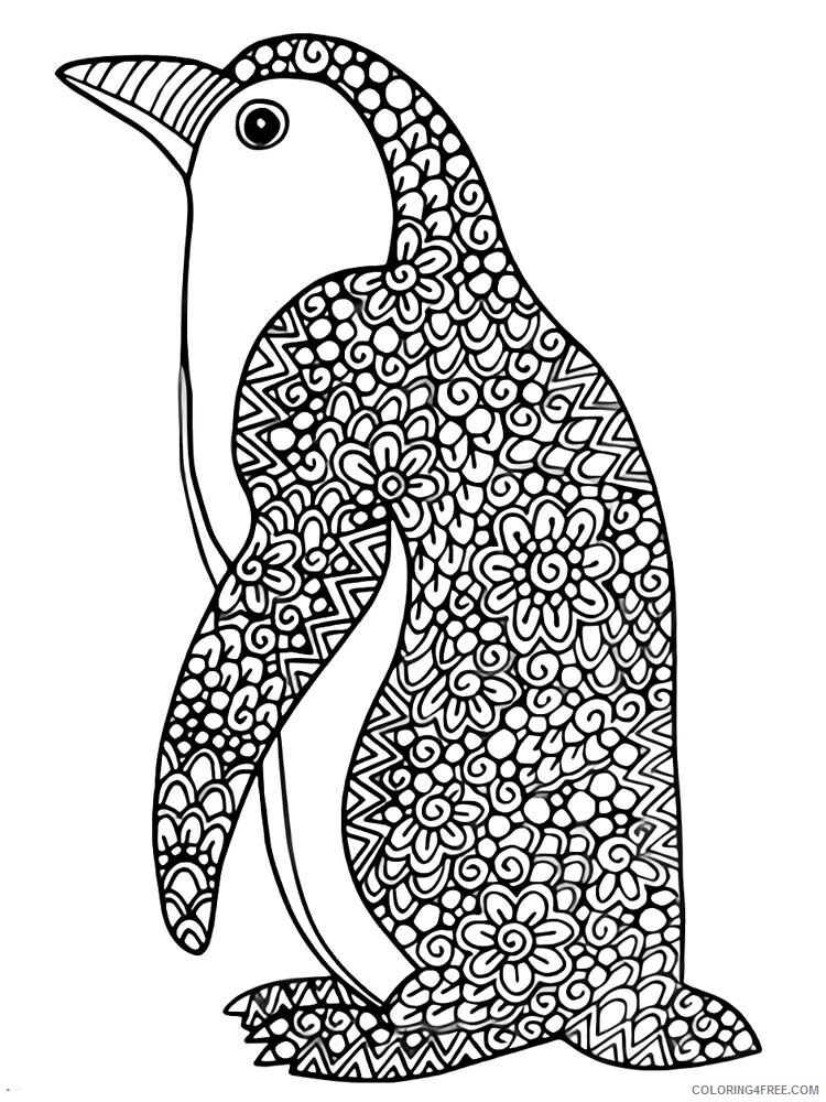 Bird Zentangle Coloring Pages zentangle penguin 4 Printable 2020 742 Coloring4free