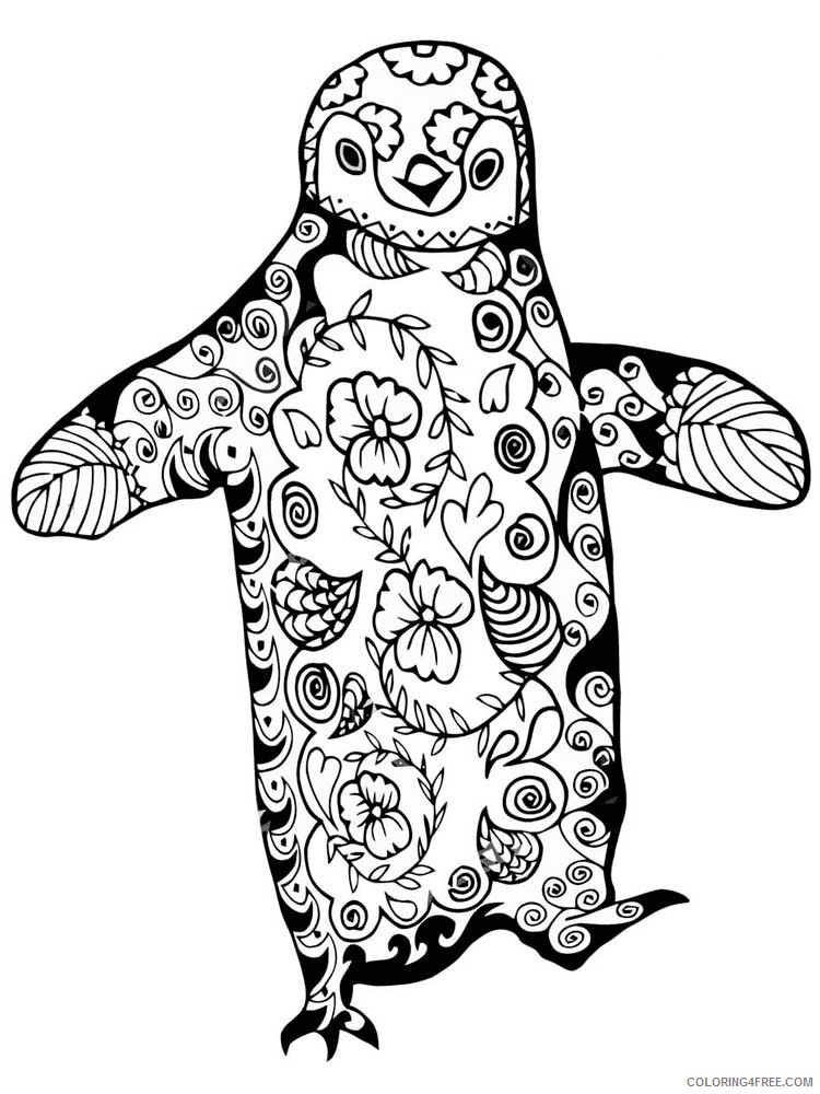 Bird Zentangle Coloring Pages zentangle penguin 6 Printable 2020 744 Coloring4free