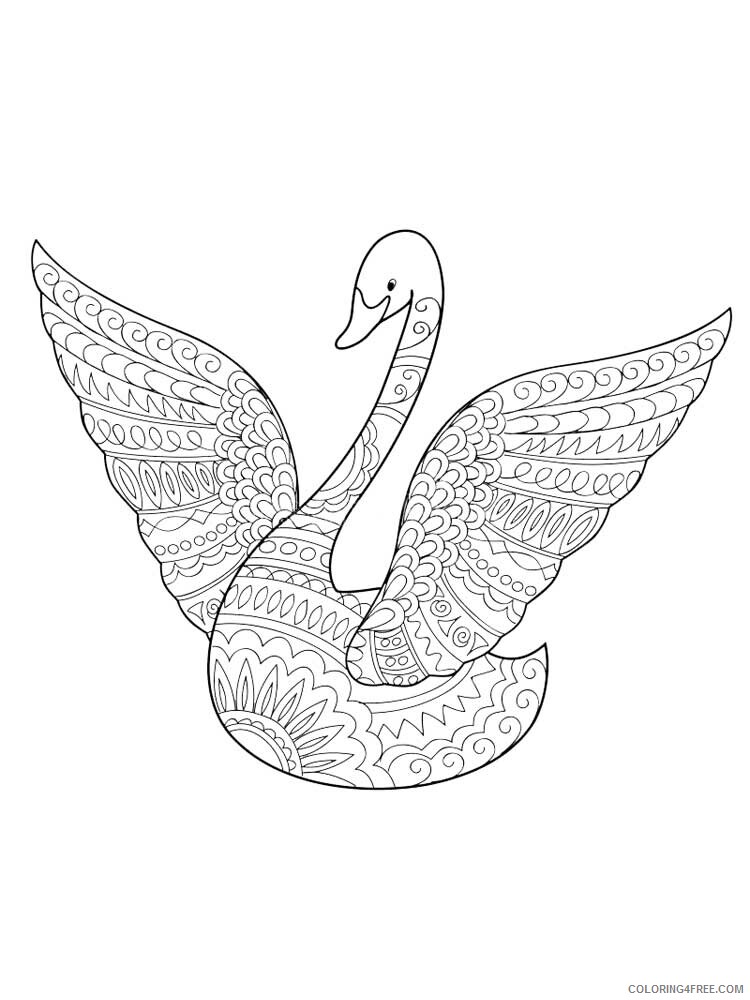 Bird Zentangle Coloring Pages zentangle swan 7 Printable 2020 751 Coloring4free