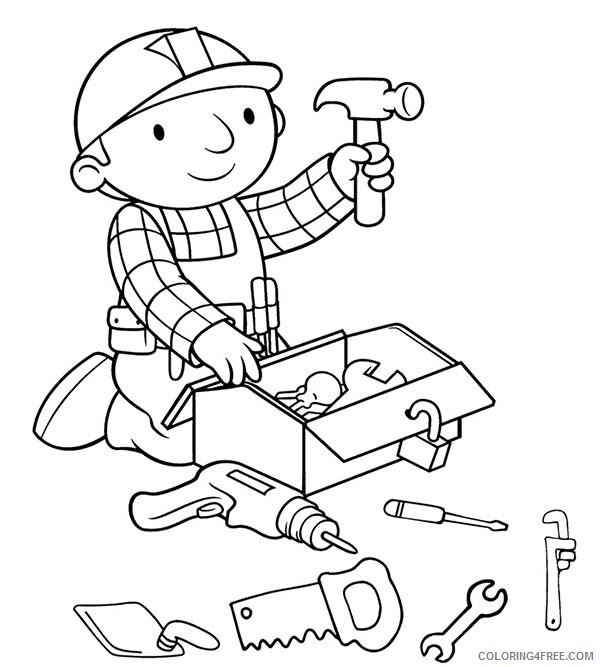 Bob the Builder Coloring Pages TV Film Preparing Tools Before Working 2020 01125 Coloring4free