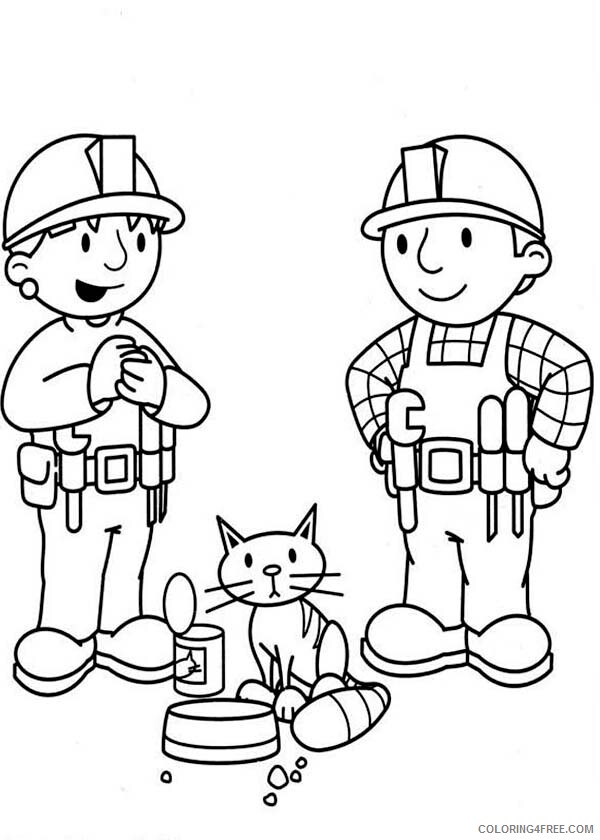 Bob the Builder Coloring Pages TV Film Wendy Feeing Their Cat Printable 2020 00992 Coloring4free