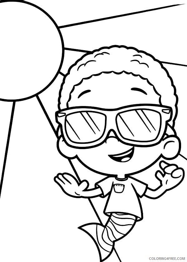 Bubble Guppies Coloring Pages TV Film Goby Wear Cool Sunglasses Printable 2020 01680 Coloring4free