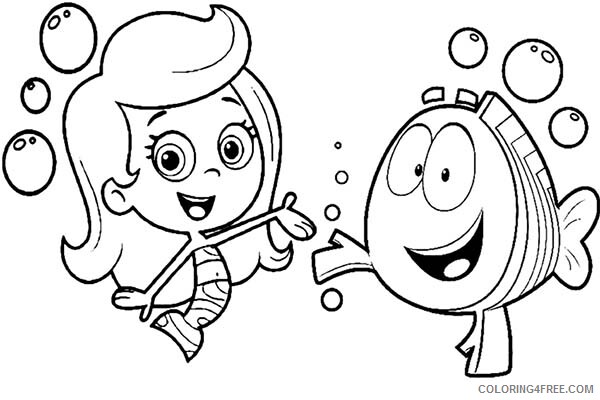 Bubble Guppies Coloring Pages TV Film Molly and Mr Grouper Shake Hand 2020 01685 Coloring4free